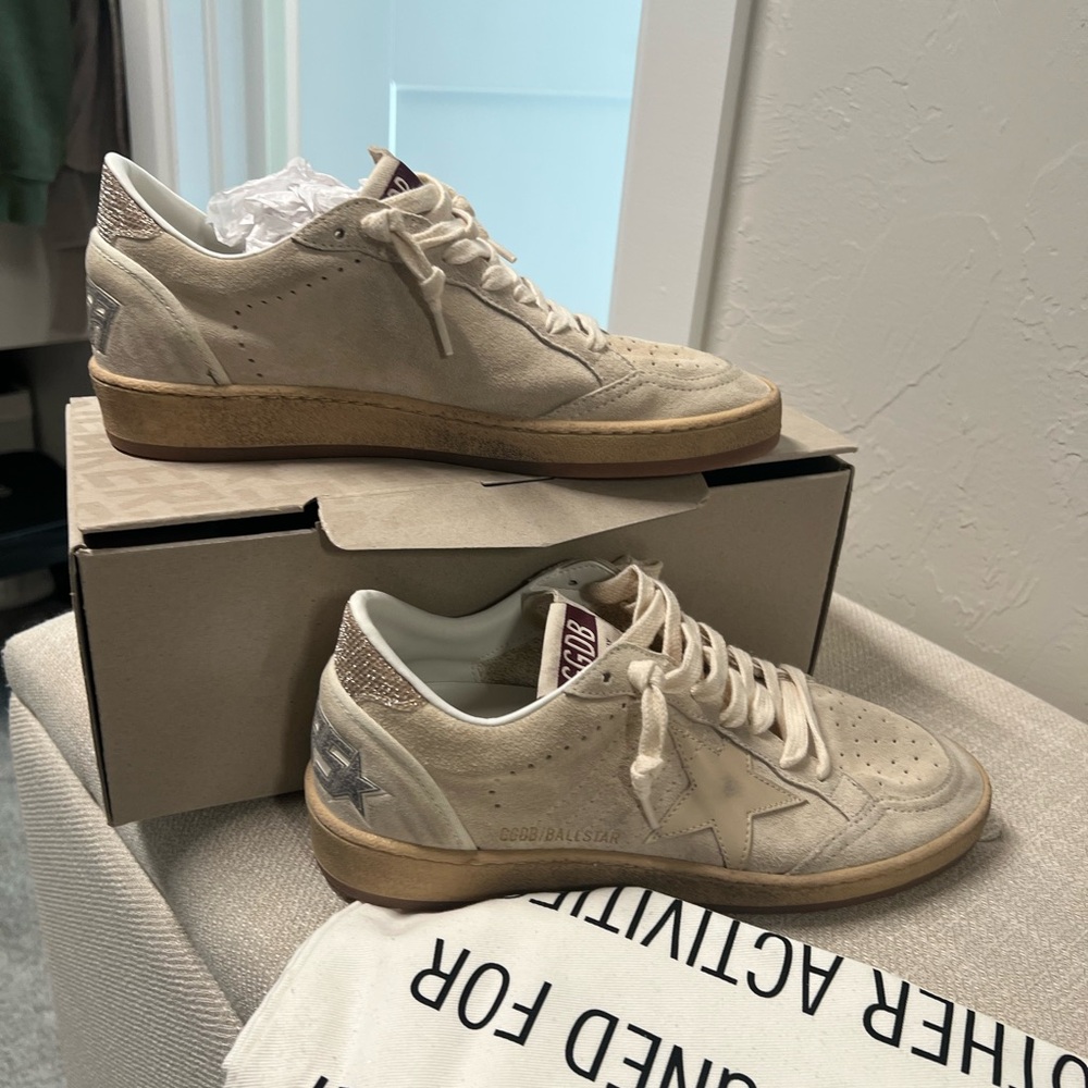 Golden Goose Tan Sneakers Low-Top Leather Suede